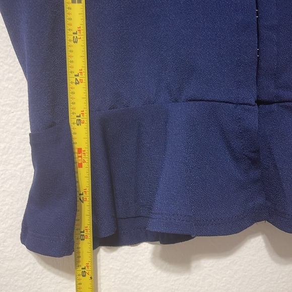 Liberty Love Blue Buttoned Crop Peplum Blouse NWT - Picture 6 of 6